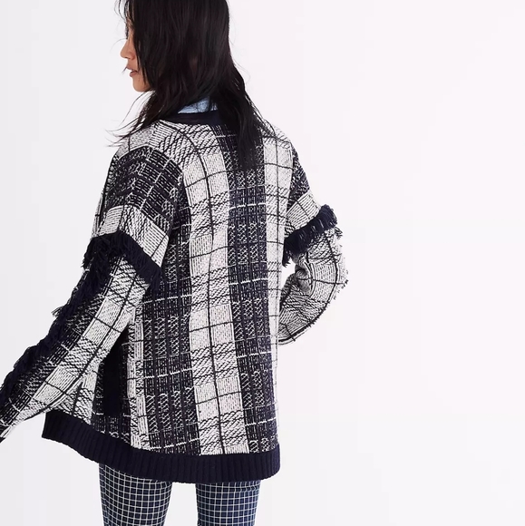 Madewell Plaid Fringe Cardigan - Picture 3 of 10